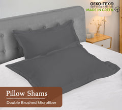 Royale Linens Pillow Shams 2 Pack -Brushed 1800 Microfiber - Bed Pillow Shams, Wrinkle & Fade Resistant Super Soft and Cozy -Back Overlap Closure - Oxford Pillowcase (Grey)