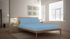 Royale Linens Fitted Sheet - Brushed Hotel Quality 1800 Ultra-Soft Wrinkle & Fade Resistant - Bottom Sheet - Deep Pocket Stretches Up to 16" - Fitted Sheet Only - Elastic Sheet (Lake Blue)