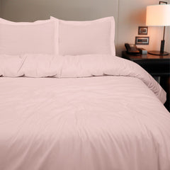 ROYALE LINENS Pink Duvet Cover - Duvet Cover Set - 3 Piece Double Brushed Duvet Covers with Zipper Closure, 1 Duvet Cover and 2 Pillow Shams ( Pink)