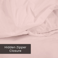 ROYALE LINENS Pink Duvet Cover - Duvet Cover Set - 3 Piece Double Brushed Duvet Covers with Zipper Closure, 1 Duvet Cover and 2 Pillow Shams ( Pink)