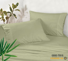Royale Linens Cooling Pillow Cases Set of 2-100% Rayon Derived from Bamboo Cooling Pillowcase for Hot Sleepers - Soft & Silky Pillow Covers with Envelope Closure (Sage Green)