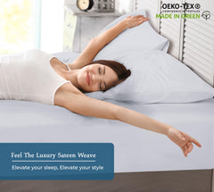 Royale Linens 400 Thread Count 100% American Grown Cotton Fitted Sheet - All Around Elastic Fitted Sheet - Luxury Sateen Weave - Snug Fit Bottom Sheet Fit Up to 16" (Spanish Silver)