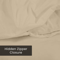 ROYALE LINENS Sand Duvet Cover - Duvet Cover Set - 3 Piece Double Brushed Duvet Covers with Zipper Closure, 1 Duvet Cover  and 2 Pillow Shams ( Sand)