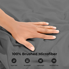 Royale Linens Extra Deep Pocket Fitted Sheet Only - Soft Grey Fitted Sheet Deep Pocket - Fits 18 inch to 24 inch Thick Mattress - Fitted Sheet Only - Elastic Sheet (Grey)