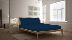 Royale Linens Fitted Sheet - Brushed Hotel Quality 1800 Ultra-Soft Wrinkle & Fade Resistant - Bottom Sheet - Deep Pocket Stretches Up to 16" - Fitted Sheet Only - Elastic Sheet ( Navy)