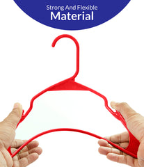 ROYALE Red Plastic Hangers for Clothes - Heavy Duty Plastic Clothes Hanger Ideal for Everyday Standard Use - Lightweight & Space Saving Notched Plastic Hangers - Slim & Sleek Shoulder Groove