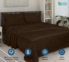 ROYALE LINENS 400 Thread Count 100% American Grown Cotton 4 Piece Sateen Sheet Set - 1 Fitted Sheet, 1 Flat Sheet, 2 Pillow case - Brown Bedsheet - Cotton Sheets - ( Hazel Nut)