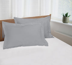 Royale Linens Pillow Shams 2 Pack - Brushed 1800 Microfiber - Bed Pillow Shams, Wrinkle Resistant Super Soft and Cozy - Back Overlap Closure - Oxford Pillow Case (Silver)