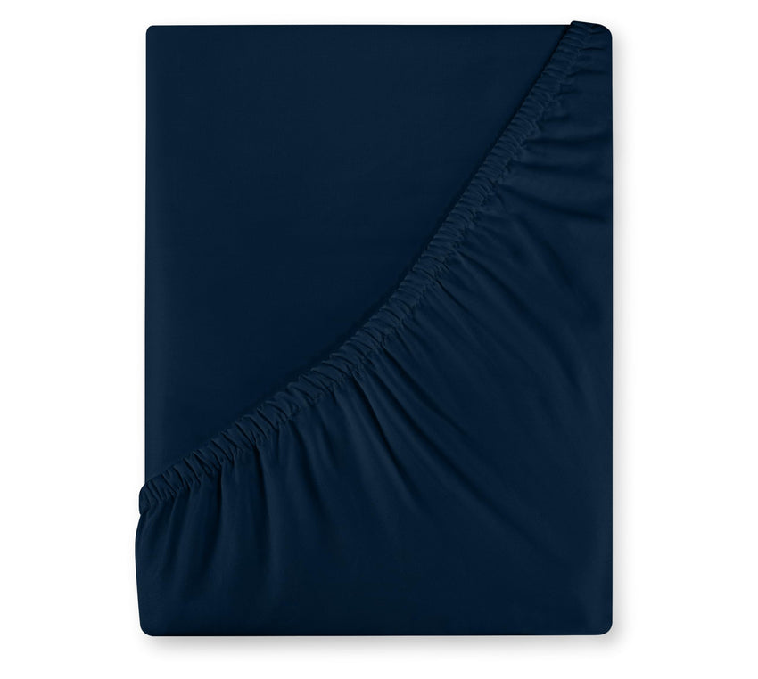 Royale Linens 400 Thread Count 100% American Grown Cotton Fitted Sheet  - All Around Elastic Fitted Sheet - Luxury Sateen Weave - Snug Fit Bottom Sheet Fit Up To 16 Inch ( Rivera Navy)