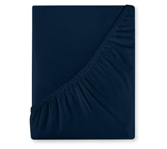 Royale Linens 400 Thread Count 100% American Grown Cotton Fitted Sheet  - All Around Elastic Fitted Sheet - Luxury Sateen Weave - Snug Fit Bottom Sheet Fit Up To 16 Inch ( Rivera Navy)