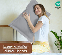 Royale Linens Pillow Shams 2 Pack - Brushed 1800 Microfiber - Bed Pillow Shams, Wrinkle Resistant Super Soft and Cozy - Back Overlap Closure - Oxford Pillow Case (Silver)