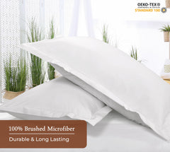 Royale Linens Pillow Shams 2 Pack - Brushed 1800 Microfiber - Bed Pillow Shams, Wrinkle & Fade Resistant Soft and Cozy - Back Overlap Closure - Oxford Pillowcase (White)