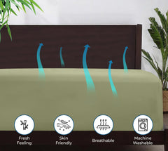 Royale Linens Rayon Derived Bamboo Viscose Fitted Sheet Only - Cooling Fitted Sheets for Bed - Deep Pocket Up to 16" - Organic Viscose Derived from Bamboo - Breathable Bottom Sheet (Sage Green)