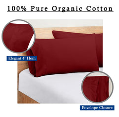 ROYALE LINENS 300 Thread Count 100% Long Staple Combed Cotton Pillowcases Set of 2 - Ultra Soft - Bed Pillow Cover  - Breathable, Cool & Crisp Percale Red Pillow Cases ( Red)