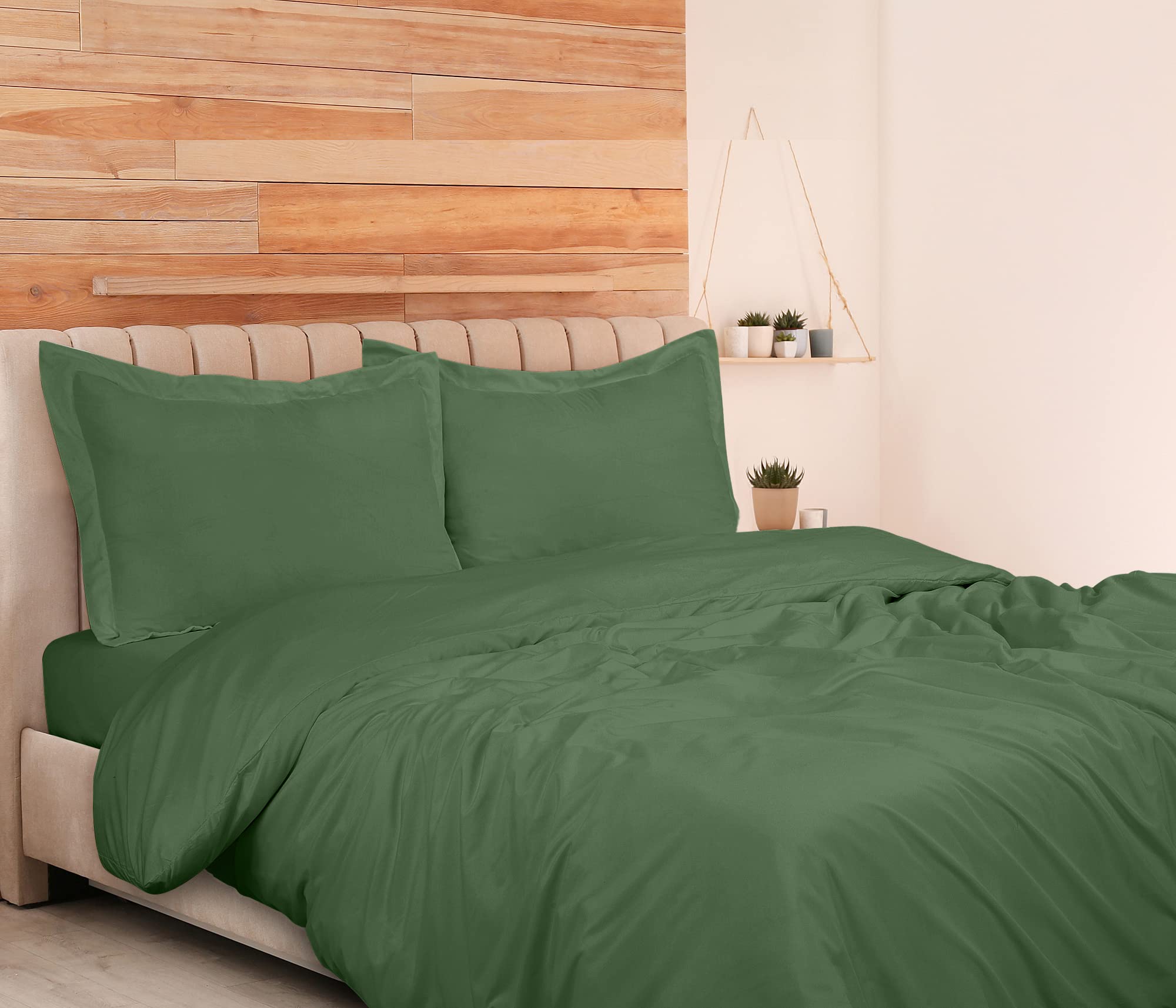 ROYALE Hunter Green Duvet Cover  - Washed Duvet Cover Set, 3 Piece Double Brushed Duvet Covers with Button Closure - 1 Duvet Cover  & 2 Pillow Shams - Comforter Cover