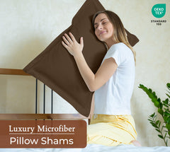 Royale Linens Pillow Shams 2 Pack - Brushed 1800 Microfiber - Bed Pillow Shams Wrinkle Resistant Super Soft and Cozy-Back Overlap Closure - Oxford Pillow Case (Chocolate)