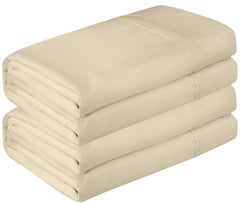 Royale Linen 2 Pack Bulk Flat Sheet Set - Top Sheet - Soft 1800 Microfiber - Wrinkle & Stain Resistant - for Hotel, Massage Table, Hospital, Dorm - Flat Sheet Sold Separately ( Sand)