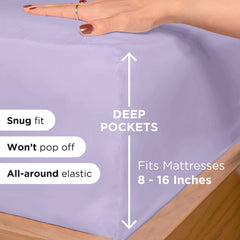 Royale Linens - 4 Piece Bed Sheet - Soft Brushed Microfiber 1800 Bedding Set - 1 Fitted Sheet, 1 Flat Sheet, 2 Pillowcase - Wrinkle & Fade Resistant Luxury Sheet Set (Lavender)