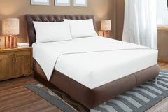 Royale Linen Striped Bed Sheet Set - Microfiber 1800 Bedding - 1 Fitted Sheet, 1 Flat Sheet, 2 Pillow case - Wrinkle & Fade Resistant - 4 Piece Damask Stripe Bed Sheet Set (Stripe White)