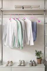 ROYALE Pink Plastic Hangers for Clothes - Heavy Duty Plastic Clothes Hanger Ideal for Everyday Standard Use - Lightweight & Space Saving Notched Plastic Hangers - Slim & Sleek Shoulder Groove