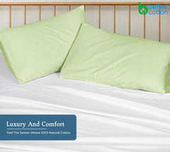 Royale Linens 400 Thread Count 100% American Grown Cotton Pillowcase Set - Luxury Sateen Pillow case - 20"x30" Inch - Soft & Smooth Set of 2 Green Pillowcases - ( Florentine Sage)