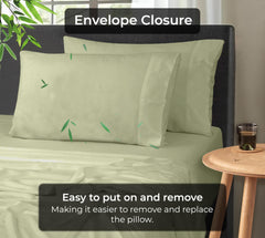 Royale Linens Cooling Pillow Cases Set of 2-100% Rayon Derived from Bamboo Cooling Pillowcase for Hot Sleepers - Soft & Silky Pillow Covers with Envelope Closure (Sage Green)