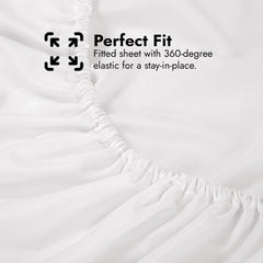 Royale Linens Extra Deep Pocket Fitted Sheet Only - Soft White Fitted Sheet Deep Pocket - Fits 18 inch to 24 inch Thick Mattress - Fitted Sheet Only - Elastic Sheet (White)