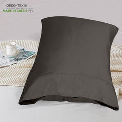 ROYALE LINENS 300 Thread Count 100% Long Staple Combed Cotton Pillowcases Set of 2 - Ultra Soft - Bed Pillow Cover - Breathable, Cool & Crisp Percale Grey Pillow Cases (Grey)