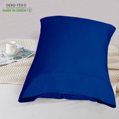 ROYALE LINENS 300 Thread Count 100% Long Staple Combed Cotton Pillowcases Set of 2 - Ultra Soft - Bed Pillow Cover -  - Breathable, Cool & Crisp Percale Pillow Cases (Dark Navy)