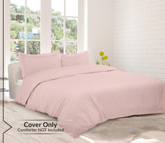 ROYALE LINENS Pink Duvet Cover - Duvet Cover Set - 3 Piece Double Brushed Duvet Covers with Zipper Closure, 1 Duvet Cover and 2 Pillow Shams ( Pink)