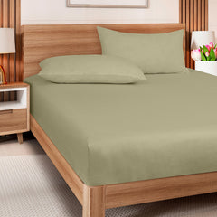 ROYALE LINENS Linen 300 Thread Count 100% Long Staple Combed Cotton Fitted Sheet,Deep Pocket Bottom Sheet,Sage Green Fitted Sheet , Fitted Sheet Only, Elastic Sheet(Sage Green)