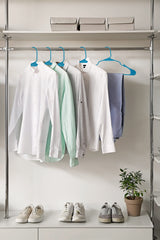 ROYALE Blue Plastic Hangers for Clothes - Heavy Duty Plastic Clothes Hanger Ideal for Everyday Standard Use - Lightweight & Space Saving Notched Plastic Hangers - Slim & Sleek Shoulder Groove