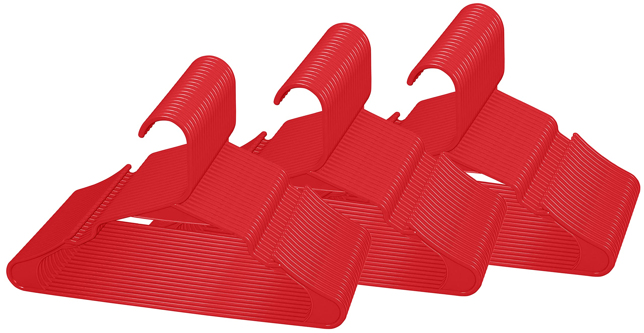 ROYALE Red Plastic Hangers for Clothes - Heavy Duty Plastic Clothes Hanger Ideal for Everyday Standard Use - Lightweight & Space Saving Notched Plastic Hangers - Slim & Sleek Shoulder Groove