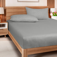 Royale LINENS 300 Thread Count 100% Long Staple Combed Cotton Fitted Sheet - Soft Deep Pocket Bottom Sheet - Silver Fitted Sheet - Fitted Sheet Only - Elastic Sheet (Silver)