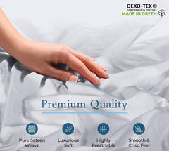 Royale Linens 400 Thread Count 100% American Grown Cotton Fitted Sheet - All Around Elastic Fitted Sheet - Luxury Sateen Weave - Snug Fit Bottom Sheet Fit Up to 16" (Spanish Silver)