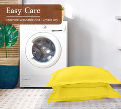 Royale Linens Pillow Shams 2 Pack - Brushed 1800 Microfiber - Bed Pillow Shams, Wrinkle & Fade Resistant Soft and Cozy - Back Overlap Closure - Oxford Pillowcase (Yellow)