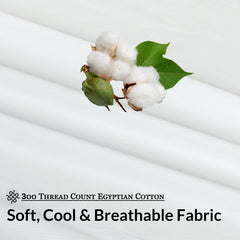 ROYALE LINENS 300 Thread Count 100% Long Staple Combed Cotton Sheet Set - 4 Piece Bed Sheet 1 Fitted Sheet, 1 Flat Sheet, 2 Pillow Cases -Breathable Cool & Crisp Percale Sheet Set ( White)