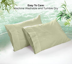 Royale Linens Cooling Pillow Cases Set of 2-100% Rayon Derived from Bamboo Cooling Pillowcase for Hot Sleepers - Soft & Silky Pillow Covers with Envelope Closure (Sage Green)