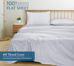 400 Thread Count 100% American Grown Cotton Flat Sheet - Cooling Sheets - Sheets - Luxury Sateen Weave - Flat Sheet Sold Separately - Silver Flat Sheet Only ( Spanish Silver)