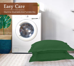 Royale Linens Pillow Shams 2 Pack - Brushed 1800 Microfiber - Bed Pillow Shams, Wrinkle Resistant Soft and Cozy - Back Overlap Closure - Oxford Pillow Case (Hunter Green)