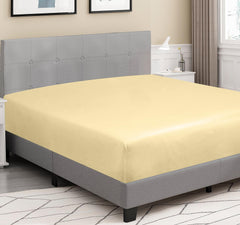 ROYALE LINENS 300 Thread Count 100% Long Staple Combed Cotton Fitted Sheet - Soft Deep Pocket Bottom Sheet - Yellow Fitted Sheet Size - Fitted Sheet Only - Elastic Sheet (Yellow)
