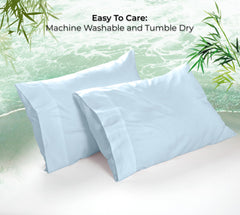 Royale Linens Cooling Pillow Cases Set of 2-100% Rayon Derived from Bamboo Cooling Pillowcase for Hot Sleepers - Soft & Silky Pillow Covers with Envelope Closure (Lake Blue)