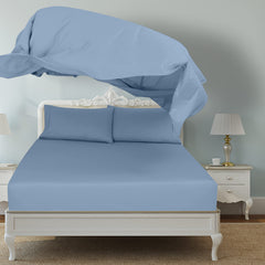 Royale Linen 2 Pack Bulk Flat Sheet Set - Top Sheet - Soft 1800 Microfiber - Wrinkle & Stain Resistant - For Hotel, Massage Table, Hospital, Dorm - Flat Sheet Sold Separately ( Lake Blue)