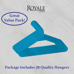ROYALE Plastic Hangers - Blue Plastic Hangers - Clothes Hanger With Hooks – Heavy Duty Space Saving Coat Hangers Ideal For Everyday Use For Tops, Skirt, Dress, Shirts, Pants ( Blue)