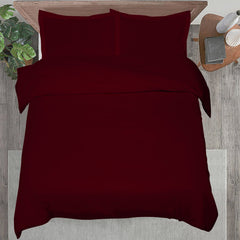 ROYALE LINENS Burgundy Duvet Cover - Duvet Cover Set - 3 Piece Double Brushed Duvet Covers with Zipper Closure, 1 Duvet Cover and 2 Pillow Shams ( Burgundy)