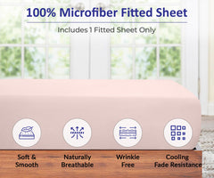 Royale Linens Fitted Sheet - Brushed Hotel Quality 1800 Ultra-Soft Wrinkle & Fade Resistant - Bottom Sheet - Deep Pocket Stretches Up to 16" - Fitted Sheet Only - Elastic Sheet ( Pink)