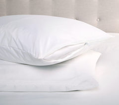 Royale Linens Waterproof Pillow protector 2 Pack - Pillow Encasement - 100% Microfiber - Zippered Closure - Pillow Case - Smooth & Breathable (Pack Of 2, White)