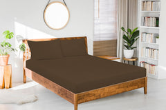 Royale Linens Fitted Sheet - Brushed Hotel Quality 1800 Ultra-Soft Wrinkle & Fade Resistant - Bottom Sheet - Deep Pocket Stretches Up to 16" - Fitted Sheet Only - Elastic Sheet (Chocolate)