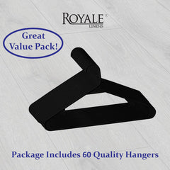 ROYALE Plastic Hangers  - Black Plastic Hangers - Clothes Hanger With Hooks – Heavy Duty Space Saving Coat Hangers Ideal For Everyday Use For Tops, Skirt, Dress, Shirts, Pants ( Black)
