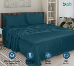 ROYALE LINENS 400 Thread Count 100% American Grown Cotton 4 Piece Sateen Sheet Set - 1 Fitted Sheet, 1 Flat Sheet, 2 Pillow case - Sea Green Bedsheet - Cotton Sheets - (Sea Green)